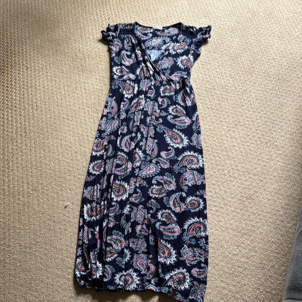 Paisley Print Navy Dress